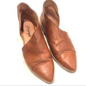 Free People Leather Royale Flat Whiskey Brown 39